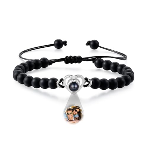 kaululu Personalisierte Projektion Foto Armband für Frauen Männer Herz Verstellbare Armband mit Foto im Inneren für Paar Familie Freunde Freundschaft Armband Jewerly Geschenke von kaululu