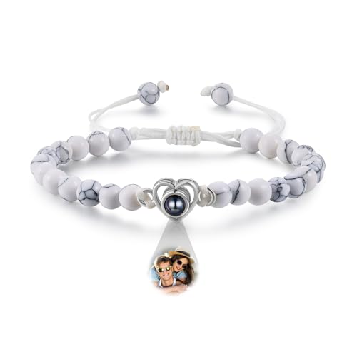 kaululu Personalisierte Projektion Foto Armband für Frauen Männer Herz Verstellbare Armband mit Foto im Inneren für Paar Familie Freunde Freundschaft Armband Jewerly Geschenke von kaululu