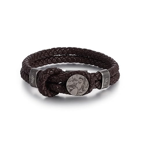 kaululu Personalisiertes Armband mit Foto für Herren Lederarmband Herren mit Gravur Namen Armband mit Buchstaben Personalisierte Geschenke Männer von kaululu