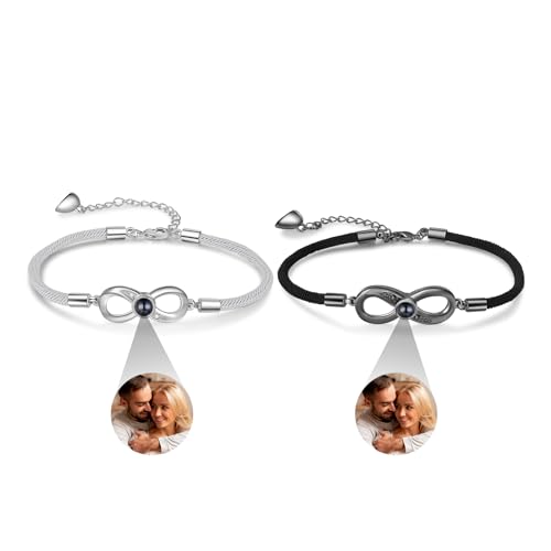 kaululu Personalisiertes Armband mit Foto für Paare Partnerarmbänder mit Gravur Armband mit Bild im Stein für Frauen Männer Freunde Freundschaftsarmband Schmuckgeschenke von kaululu