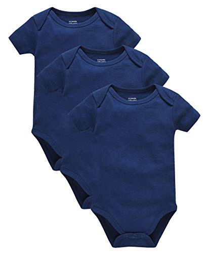 Kavkas Baby-Strampler, Kurzarm, für Neugeborene, weiche Baumwoll-Einteiler, Unterhemden, 3er Pack, 0–24 Monate, blau, 80 von kavkas
