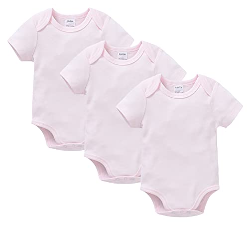 kavkas Kurzarm-Baby-Body für Neugeborene, Baumwolle, weich, 3er-Pack, 0-24 Monate, rose, 0-3 Monate von kavkas