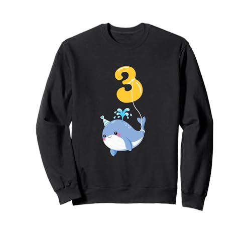 Nummer 3 Kinder 3. Geburtstag Wal 3 Jahre alt Junge Mädchen Wal Sweatshirt von kawaii Kids Birthday Cute Birthday Animals Shirt