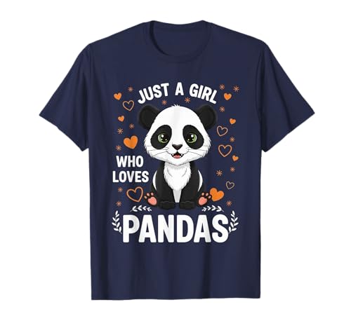 Nette Bären-Bambusgrafik im Retro-Look, Motiv „Just Girl T-Shirt Nette Bären-Bambusgrafik im Retro-Look, Motiv „Just Girl T-Shirt von kawaii panda wildlife lover