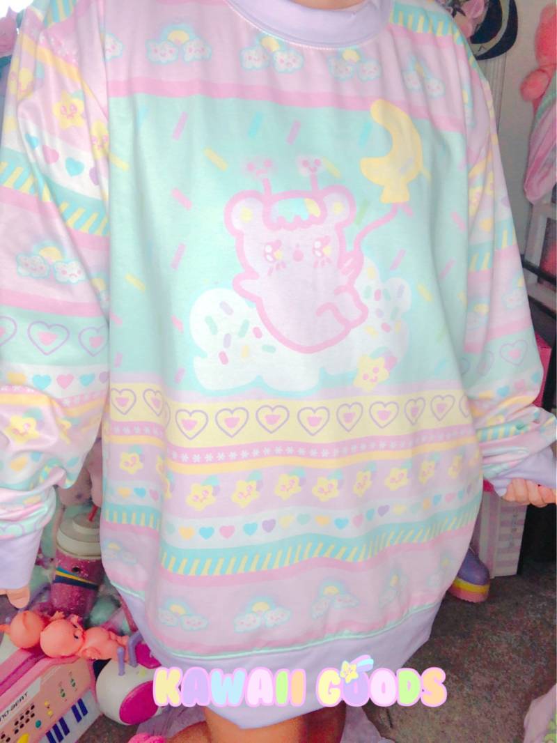 Kawaii Pastell Sternschnuppe Emotion Bär Fee Kei Pullover von kawaiigoods