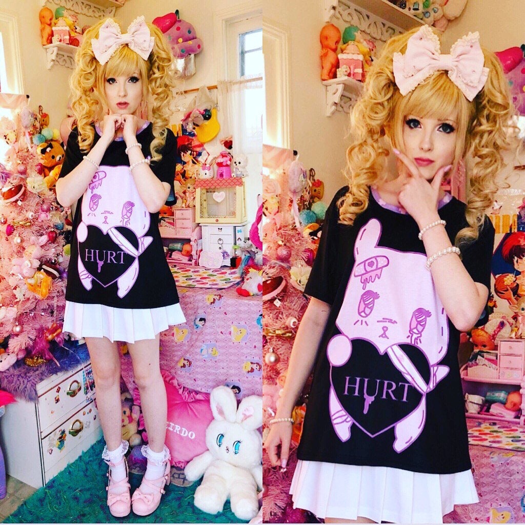 Schmerzlich Verletztes Bunny Conversation Heart Shirt Hurt, Menhera Top, Bluse, Shirt, Kawaii Süßes von kawaiigoods