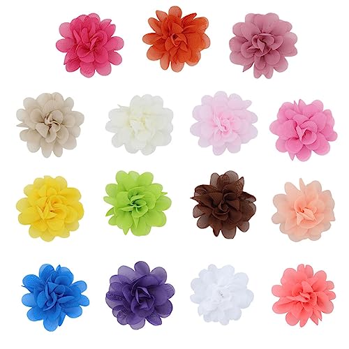 kawehiop 15 Beutel exquisite Kinder Haarspangen Kopfbedeckung mit dreidimensionalen Blumenschmuck Dekorationen aus Chiffon Blumen Clip Tuch von kawehiop