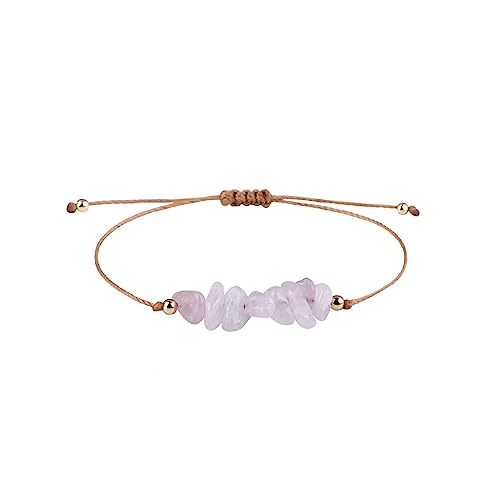 kawehiop Armband Bohemian Style Crushed Stone Armreif verstellbare Geschenkkette Armband Armbänder Schmuck Charm handgefertigt, Rosenquarz von kawehiop