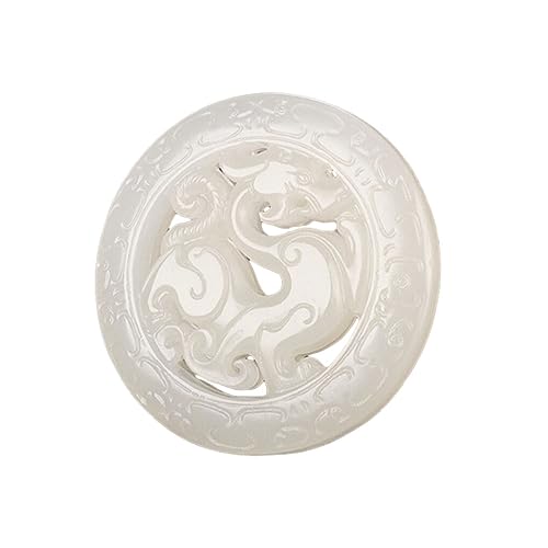 kawehiop Einzigartiger natürlicher Hetian Drachen Jade Anhänger für zeitgenössische Statement Mischanhänger Halskette, Jade Anhänger Geschenke, Talg weiß, 50 * 7mm von kawehiop