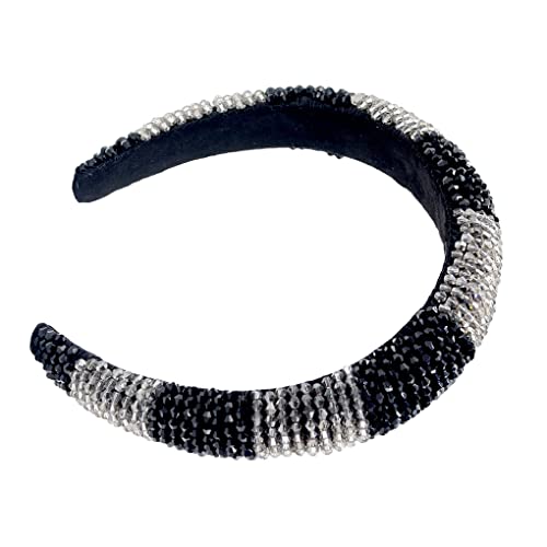 kawehiop Haarband Perlen Kristall Kopfschmuck Barock Stil gestrickt Mode Kopfbedeckung für Frauen Hochzeit Accessoires, Klares Weiß + Schwarz von kawehiop