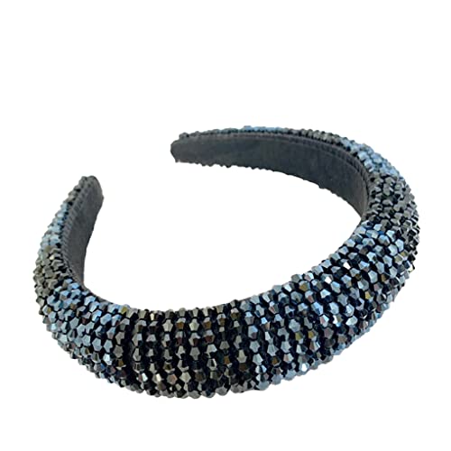 kawehiop Haarband Perlen Kristall Kopfschmuck Barock Stil gestrickt Mode Kopfbedeckung für Frauen Hochzeit Accessoires, Marine + Schwarz von kawehiop