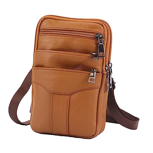 kawehiop Herren Gürteltasche Reißverschluss Vintage rechteckig einzelne Schulter Umhängetasche Autoschlüssel Smartphone Ohrhörer Brieftasche Pack Beutel von kawehiop