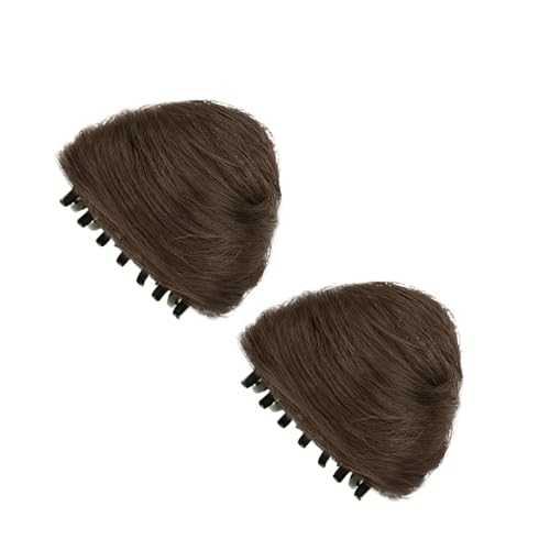 kawehiop Invisible Grip Firm Flauschige Haarspangenverlängerung für Damen, flauschige und volle Hochtemperaturfaser, Katzenohr Schleife, Perückenklaue, Dunkelbraun von kawehiop