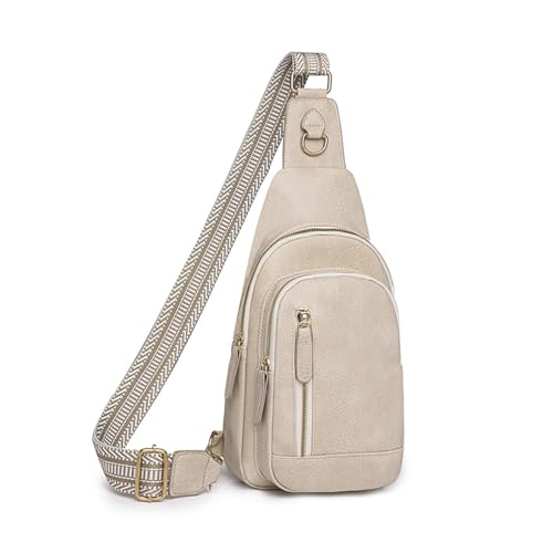 kawehiop Trendige Umhängetasche für Damen, sanftes PU Gewebe, große Kapazität, mehrlagige Tasche, stilvoller europäischer und amerikanischer Retro Stil, Beige von kawehiop