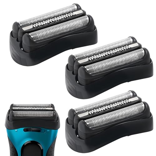 3 Stück Ersatz-Scherkopf Kompatibel mit Braun Series 3, 21B Rasierköpfe Ersatzklingen Klingen Rasierkopf für Series 3 3000s, 3010s, 3040s,3050cc, 300s, 310s etc (21B, Schwarz) von kaxay