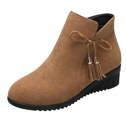 kaxnheye Damen-Stiefeletten, Fliege, Schnürstiefel, gemütlich, stilvoll, trendig, vielseitig, klassisch, elegant, weich, bequem, pflegeleicht, Herbst- und Winterschuhe, khaki, 39 EU von kaxnheye