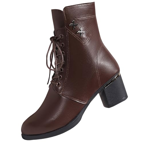 kaxnheye Damen-Stiefeletten, High Heels, mit seitlichem Reißverschluss, einfarbig, Leder, stilvoll, klassisch, trendig, vielseitig, Schnürschuhe, bequeme Schuhe, pflegeleicht, Herbstschuhe, Braun, 39 kaxnheye Damen-Stiefeletten, High Heels, mit seitlichem Reißverschluss, einfarbig, Leder, stilvoll, klassisch, trendig, vielseitig, Schnürschuhe, bequeme Schuhe, pflegeleicht, Herbstschuhe, Braun, 39 von kaxnheye