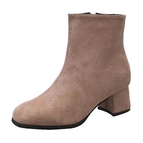 kaxnheye Damen-Stiefeletten, High Heels, mit seitlichem Reißverschluss, einfarbig, Lederstiefel, stilvoll, klassisch, trendig, vielseitig, einfach anzuziehen, bequeme Schuhe, weiche, bequeme von kaxnheye