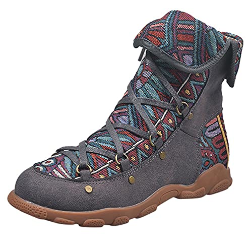 kaxnheye Damen-Stiefeletten, bedruckt, mit seitlichem Reißverschluss, einfaches Hineinschlüpfen, Outdoor-Aktivitäten, Frühling, Herbst, Winter, leicht, weich, Utility-Stiefel, Mod Retro-Stil, Grau, 42 kaxnheye Damen-Stiefeletten, bedruckt, mit seitlichem Reißverschluss, einfaches Hineinschlüpfen, Outdoor-Aktivitäten, Frühling, Herbst, Winter, leicht, weich, Utility-Stiefel, Mod Retro-Stil, Grau, 42 von kaxnheye