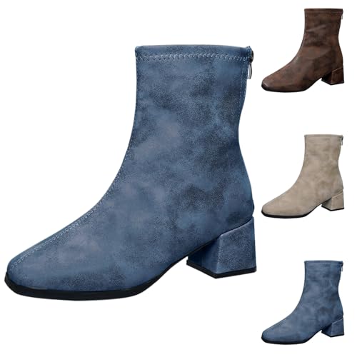 kaxnheye Damen-Stiefeletten, einfarbig, Lederstiefel, stilvoll, klassisch, Vintage-Stil, niedrige Absätze, leicht, trendig, vielseitig, einfach anzuziehen, bequem, pflegeleicht, blau, 40 EU kaxnheye Damen-Stiefeletten, einfarbig, Lederstiefel, stilvoll, klassisch, Vintage-Stil, niedrige Absätze, leicht, trendig, vielseitig, einfach anzuziehen, bequem, pflegeleicht, blau, 40 EU von kaxnheye