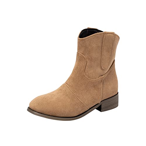 kaxnheye Damen-Stiefeletten, quadratischer Absatz, einfarbig, mittelhoch, stilvoll, klassisch, trendig, vielseitig, einfach anzuziehen, bequem, elegante Schuhe, Utility-Schuhe, khaki, 38 EU von kaxnheye