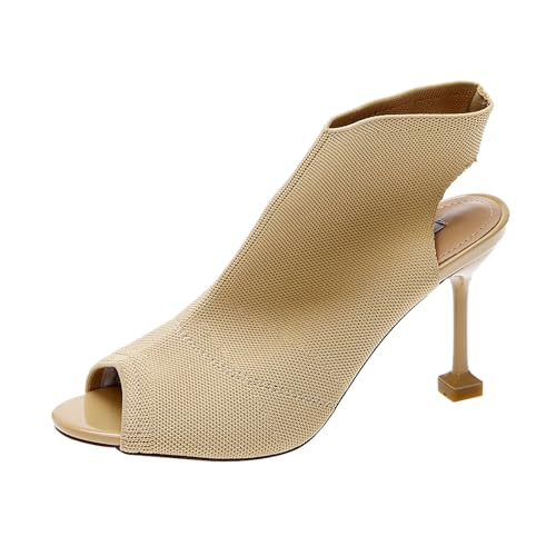 kaxnheye Damen-Stiefeletten mit hohem Absatz, stilvoll, klassisch, trendig, vielseitig, Partyschuhe, einfach anzuziehen, weiche, bequeme Schuhe, Sommer, atmungsaktiv, pflegeleicht, Sneakers, khaki, 38 von kaxnheye