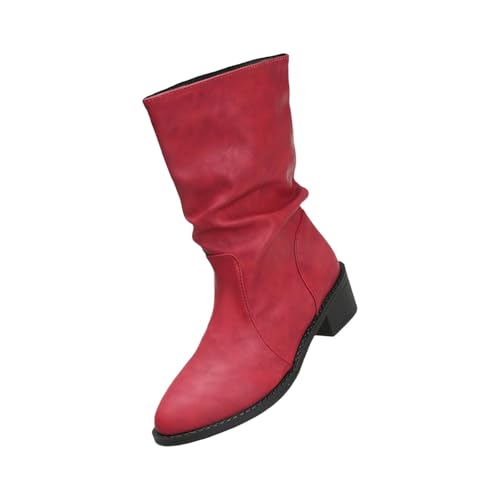 kaxnheye Halbhohe Stiefel für Damen, einfarbig, gemütlich, stilvolle Schuhe mit seitlichem Reißverschluss, Frühlings-, Herbst- und Winterschuhe, mittelhoher Absatz, runde Zehenpartie, einfarbig kaxnheye Halbhohe Stiefel für Damen, einfarbig, gemütlich, stilvolle Schuhe mit seitlichem Reißverschluss, Frühlings-, Herbst- und Winterschuhe, mittelhoher Absatz, runde Zehenpartie, einfarbig von kaxnheye