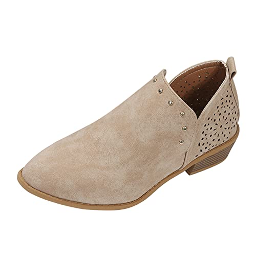kaxnheye Stiefel für Damen, einfarbig, mittelhoher Absatz, runder Kopf, gemütlich, stilvoll, trendig, vielseitig, bequem, elegant, pflegeleicht, Herbst- und Winterschuhe, khaki, 39 EU von kaxnheye