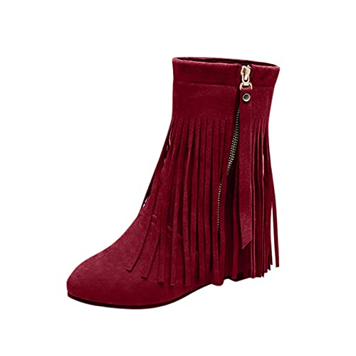 kaxnheye Stiefeletten für Damen, niedriger Absatz, mit seitlichem Reißverschluss, gemütlich, stilvoll, trendig, vielseitig, klassisch, elegant, weich, bequem, pflegeleicht, Herbst- und Winterschuhe von kaxnheye