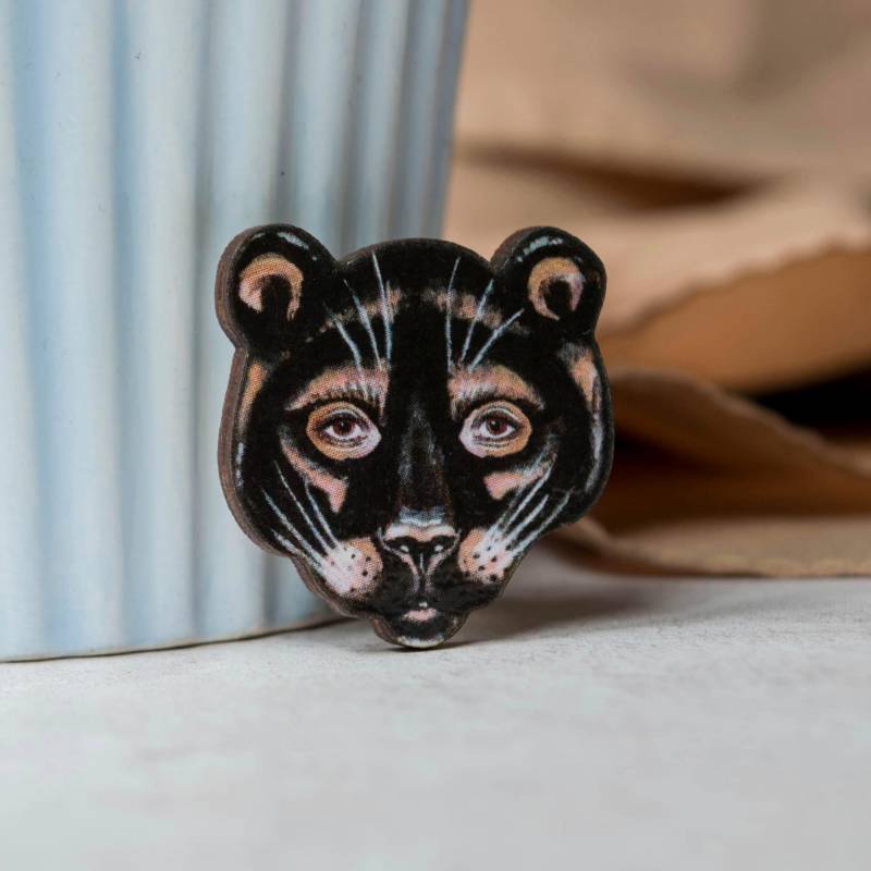 Schwarzer Panther Anstecker. Puma, Jaguar Und Raubkatze. Katzen Anstecker Aus Holz Gelasert Schwarzer Panther Anstecker. Puma, Jaguar Und Raubkatze. Katzen Anstecker Aus Holz Gelasert von kayleighradcliffe