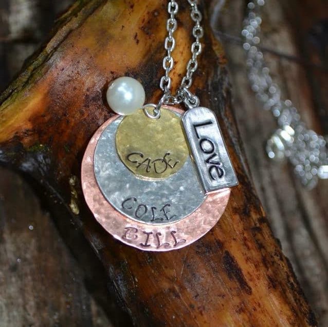 Halskette Aus Metall Gemischt ~ Personalisierte Handgestempelt von kayzimaes