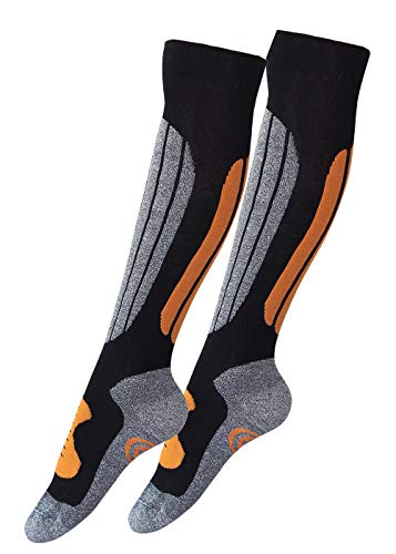 kbsocken Skistrümpfe Winterstrümpfe kniehoch Trekkingstrümpfe Unisex (39-42, Knie Orange) von kbsocken