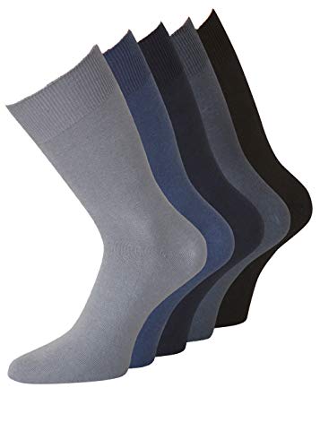 Diabetiker Strümpfe Herren Socken ohne Gummi Baumwolle 10 Paar (39-42, Grau/Braun) von kbsocken