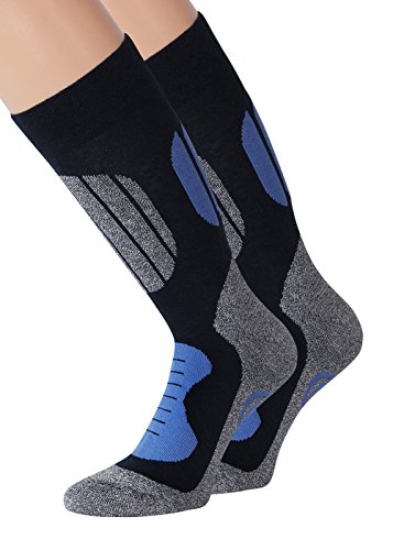 kbsocken 2 Paar Trekking Socken (43-46, Socken/Blau-Moulinee) von kbsocken