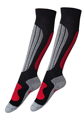 kbsocken Skistrümpfe Winterstrümpfe kniehoch Trekkingstrümpfe Unisex (39-42, Knie Rot) von kbsocken