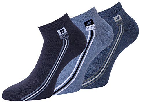 8 Paar Herren Sneaker Socken schwarz in verschiedenen Varianten, Baumwolle, Spitze Handgekettelt (39-42, 8 Paar blautöne) von kb-socken