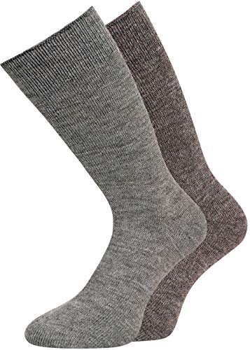 Alpaka Socken Thermosocken Wollsocken warme Socken grau braun Damen Herren (47-50, Braun) von kbsocken
