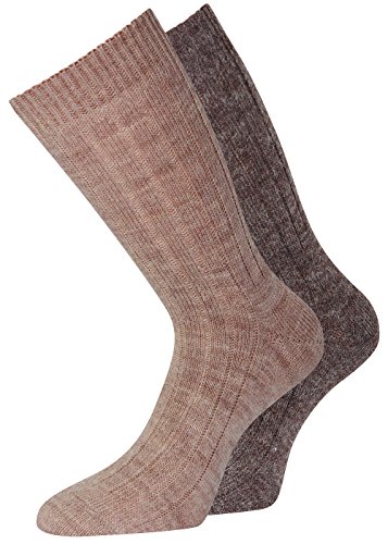 Alpaka Socken dünn gestrickt warme Wollsocken Damen Herren (39-42, Braun) von kbsocken