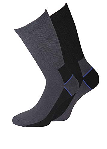 Arbeitssocken Wandersocken Trekkingsocken Sportsocken Laufsocken mit Plüschsohle in den Größen 39-42 43-46 47-50 (47-50, 2 Paar 47-50) von kb-Socken