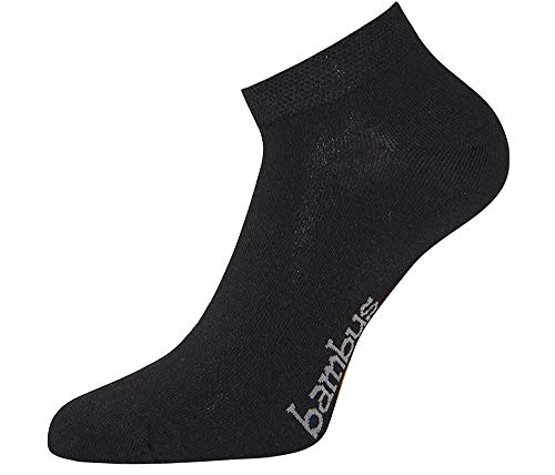 Schwarze Bambus Sneakersocken für Damen und Herren 6 Paar (47-50) von kbsocken