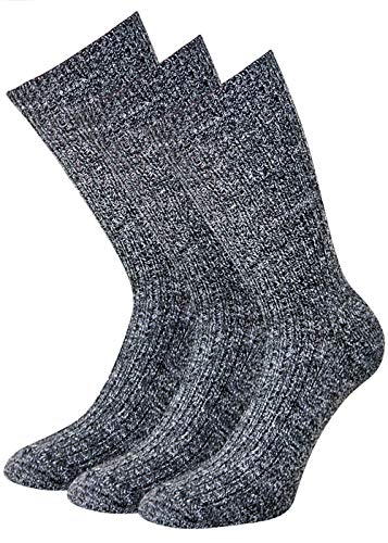 Norwegersocken Wollsocken ohne Gummi Wintersocken Herren Damen (43-46, 3-Paar) von kbsocken