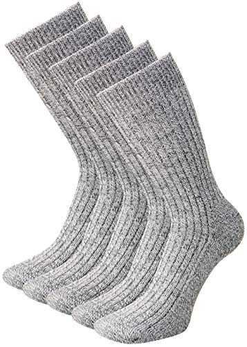 Wollsocken Wintersocken warme Socken Damen Herrensocken Strümpfe 5 Paar (DE/NL/SE/PL, Numerisch, 39, 42, Regular, Regular, Grau) von kbsocken
