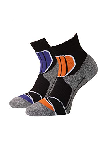Sneaker Socken Trekking Socken für Herren und Damen Kurzschaft mit PLÜSCHSOHLE Sportsocken Joggingsocken, 2 oder 4 Paar (39-42, 2 Paar motiv blau/orange) von kb-socken