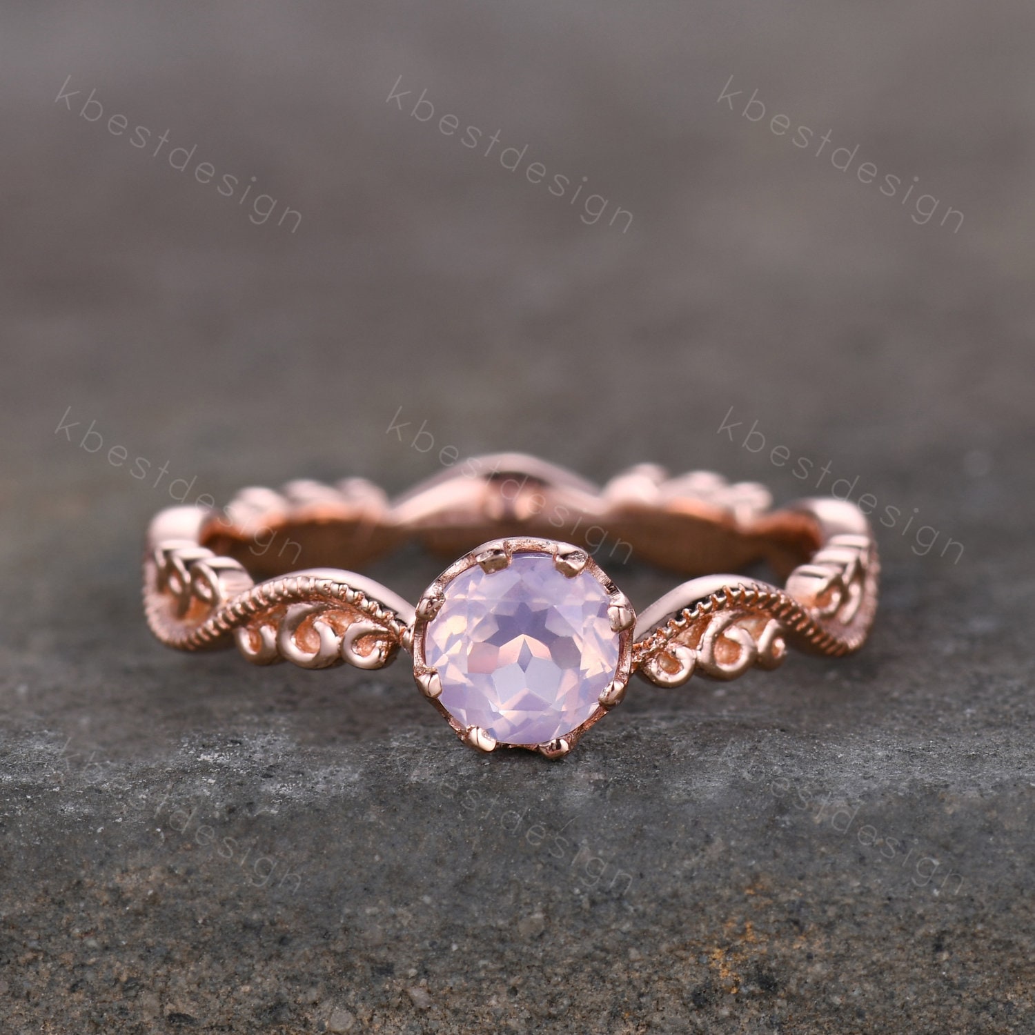 Antik Lavendel Amethyst Ring Rosegold Verlobungsring Unikat Filigran Ehering Für Frauen Vintage Braut Versprechen von kbestdesign