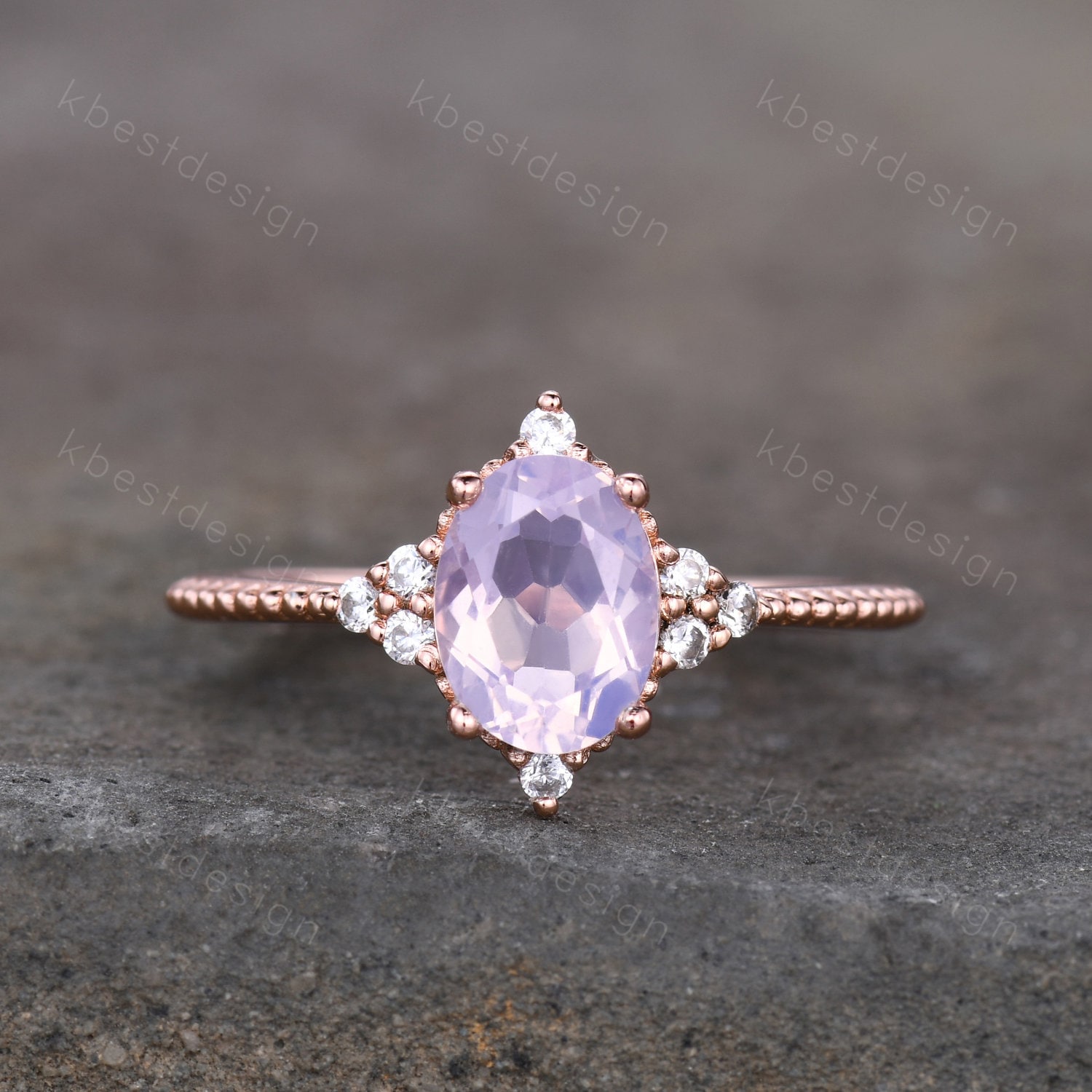Lavendel Amethyst Zierliche Ring Für Frauen Rosegold Oval Verlobungsring Natur Lila Braut Versprechen Geschenk von kbestdesign