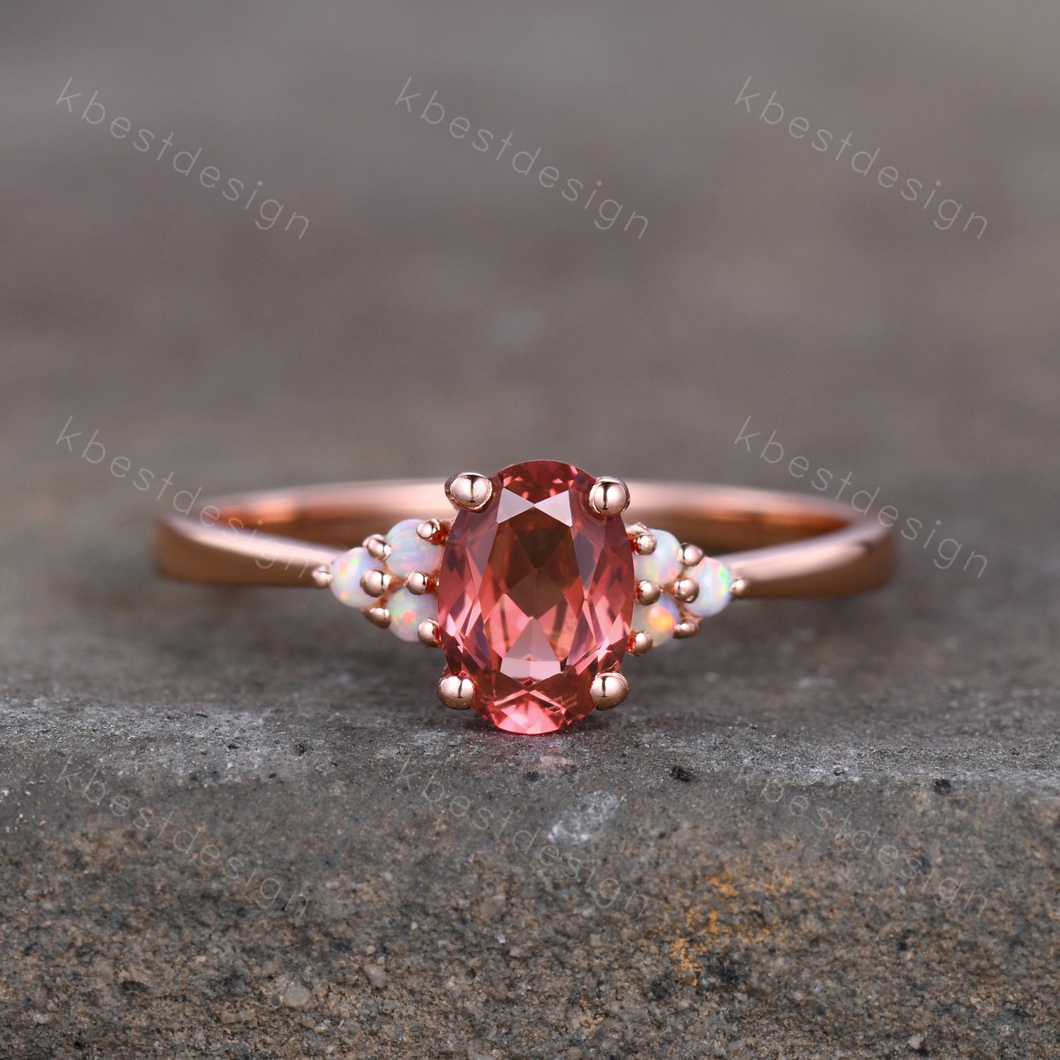 Papalacha Saphir Verlobungsring Rose Gold Ovalschliff Ring Opal Cluster Ehering Zarter Versprechen Jahrestagsgeschenk von kbestdesign