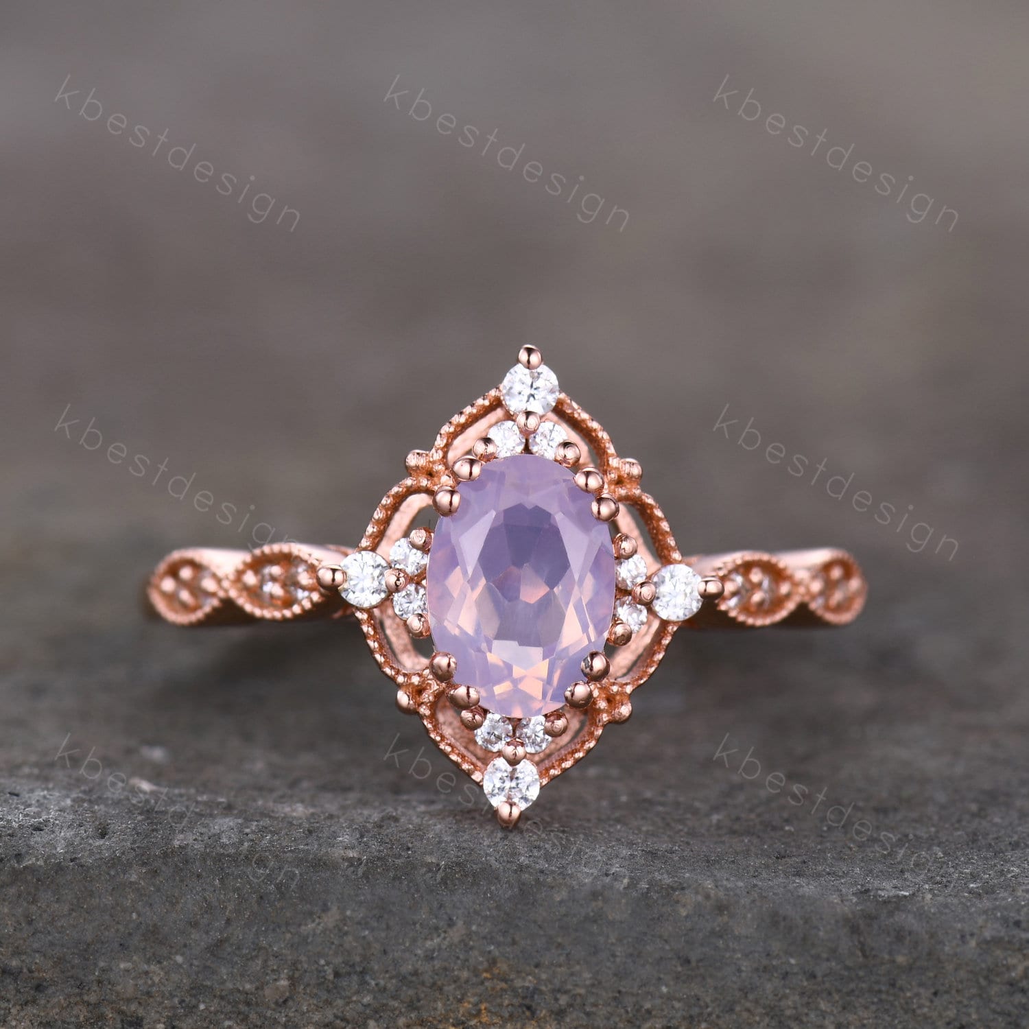 Vintage Lavendel Amethyst Ring Rosegold Oval Cut Verlobungsring Unikat Art Deco Braut Ehering Februar Geburtsstein von kbestdesign