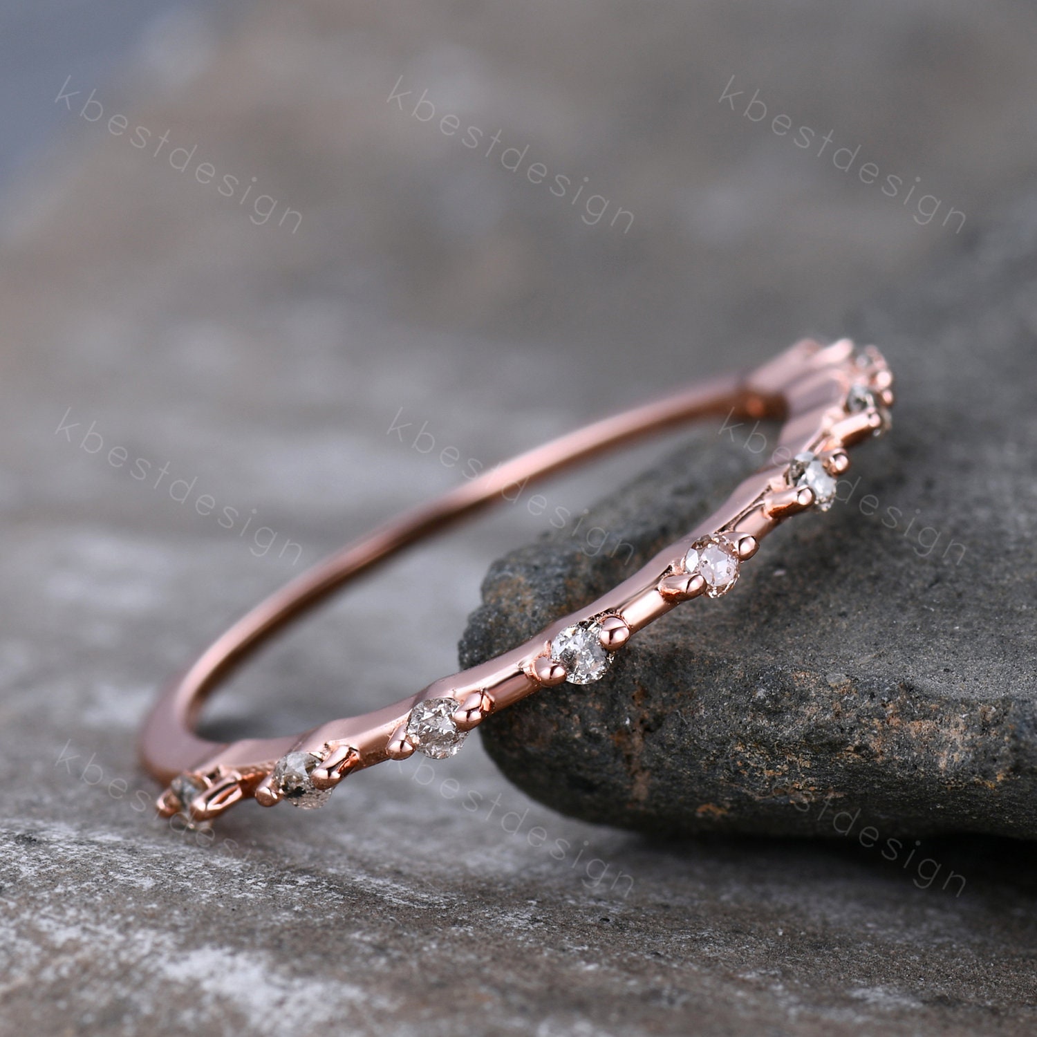 Zierlicher Salz Und Pfeffer Diamant Ring Zarte Rosegold Ehering April Geburtsstein Gold Minimalist Jahrestag von kbestdesign