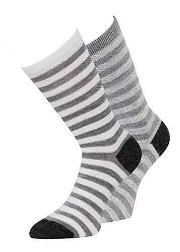 Alpaka Socken Damen Wollsocken warme Socken grau braun Frauen Ringelsocken (35-38, Grau) von kbsocken