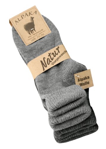 Alpaka Socken mit Umschlag nicht festgenäht für Damen dünn gestrickt Kuschelsocken Wintersocken Damen Wollsocken Damen Alpaka-Socken flauschige Socken ökologisch gefärbt 35-38, 39-42 (39-42, Grau) von kbsocken